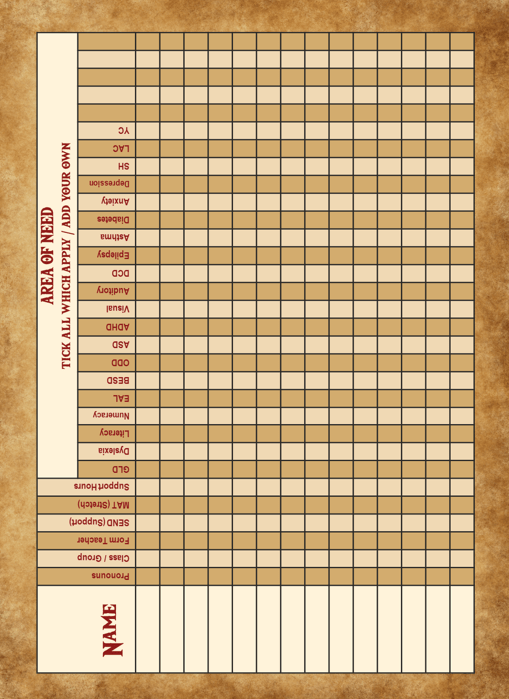 An image showing a Nerdy Retro Gamer Teacher Planner IEP register page.